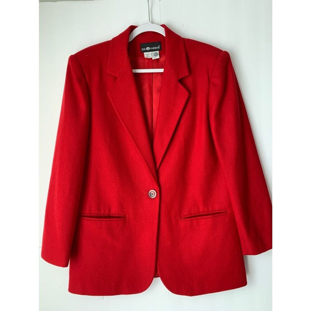 Sag Harbor Women’s Bold Red Single-Button Blazer Size 8